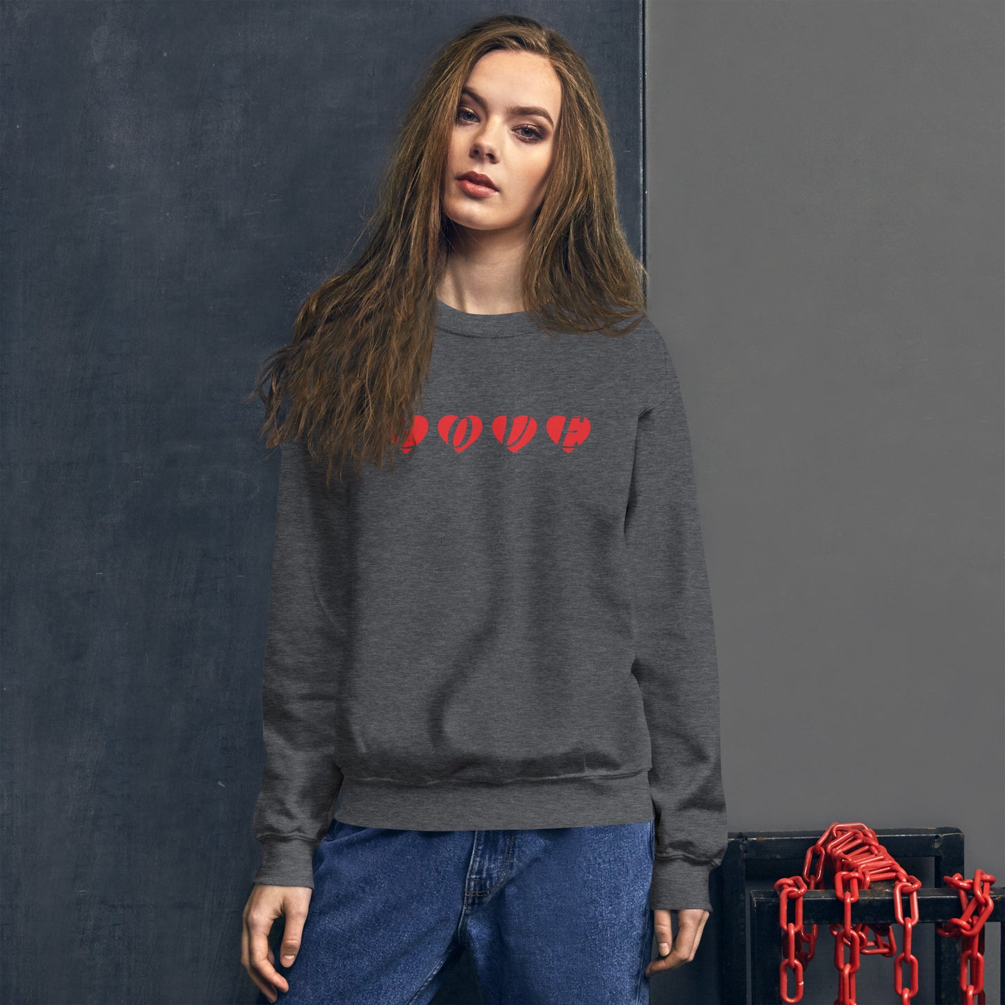 Unisex Sweatshirt - Love with Hearts