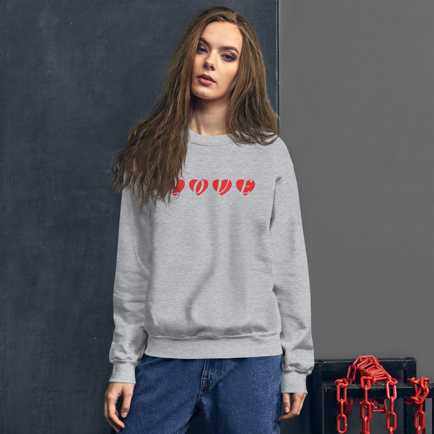 Unisex Sweatshirt - Love with Hearts