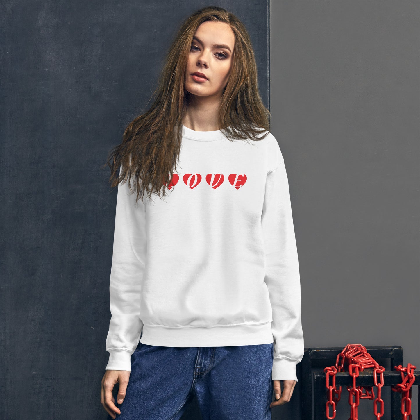 Unisex Sweatshirt - Love with Hearts